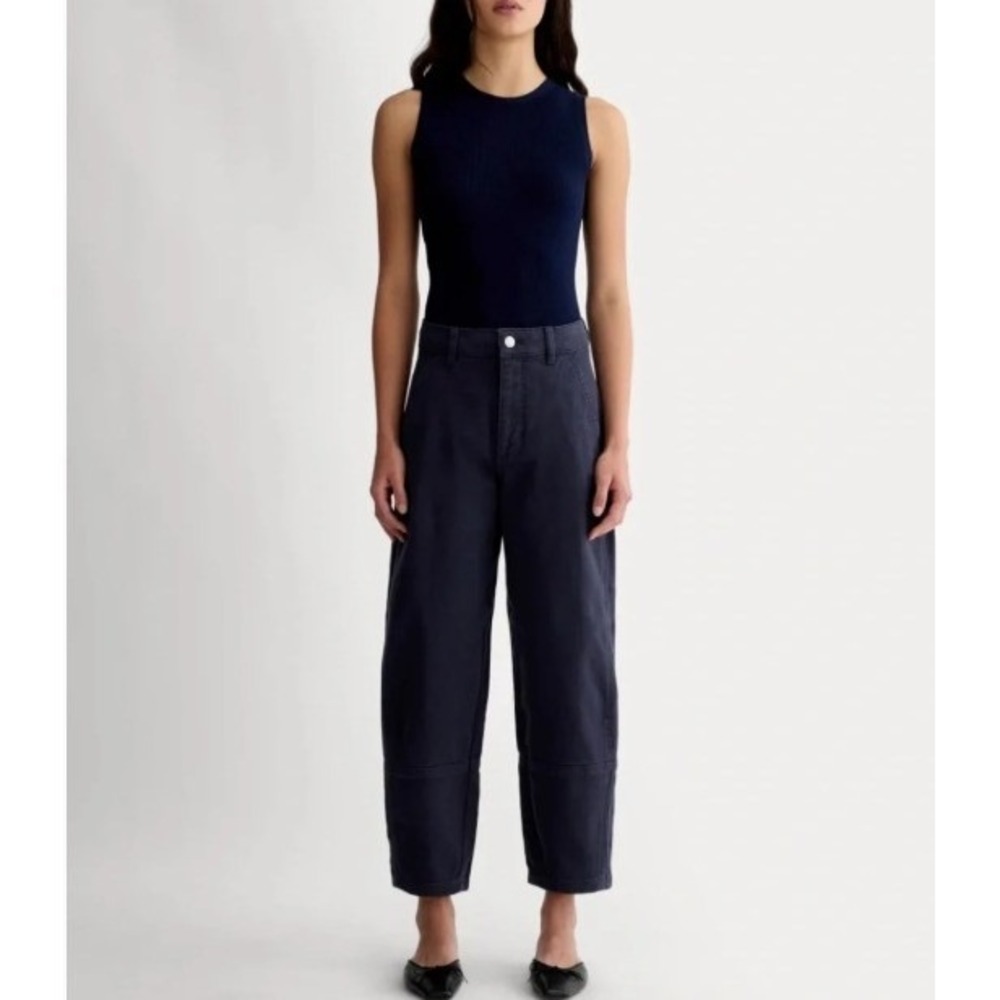 Everlane The Utility Barrel Pant Navy Blue Organic Cotton High Rise Size 6 NWT